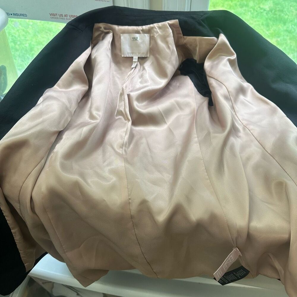 Rebecca Taylor Black Notched Collar Pleated Ruched Front Blazer Jacket sz 2 - Picture 6 of 10